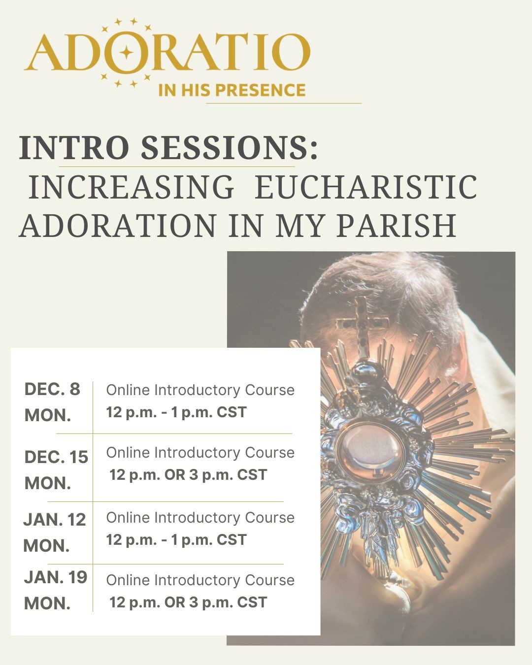 Adoratio Foundation Dec Jan Intro Sessions