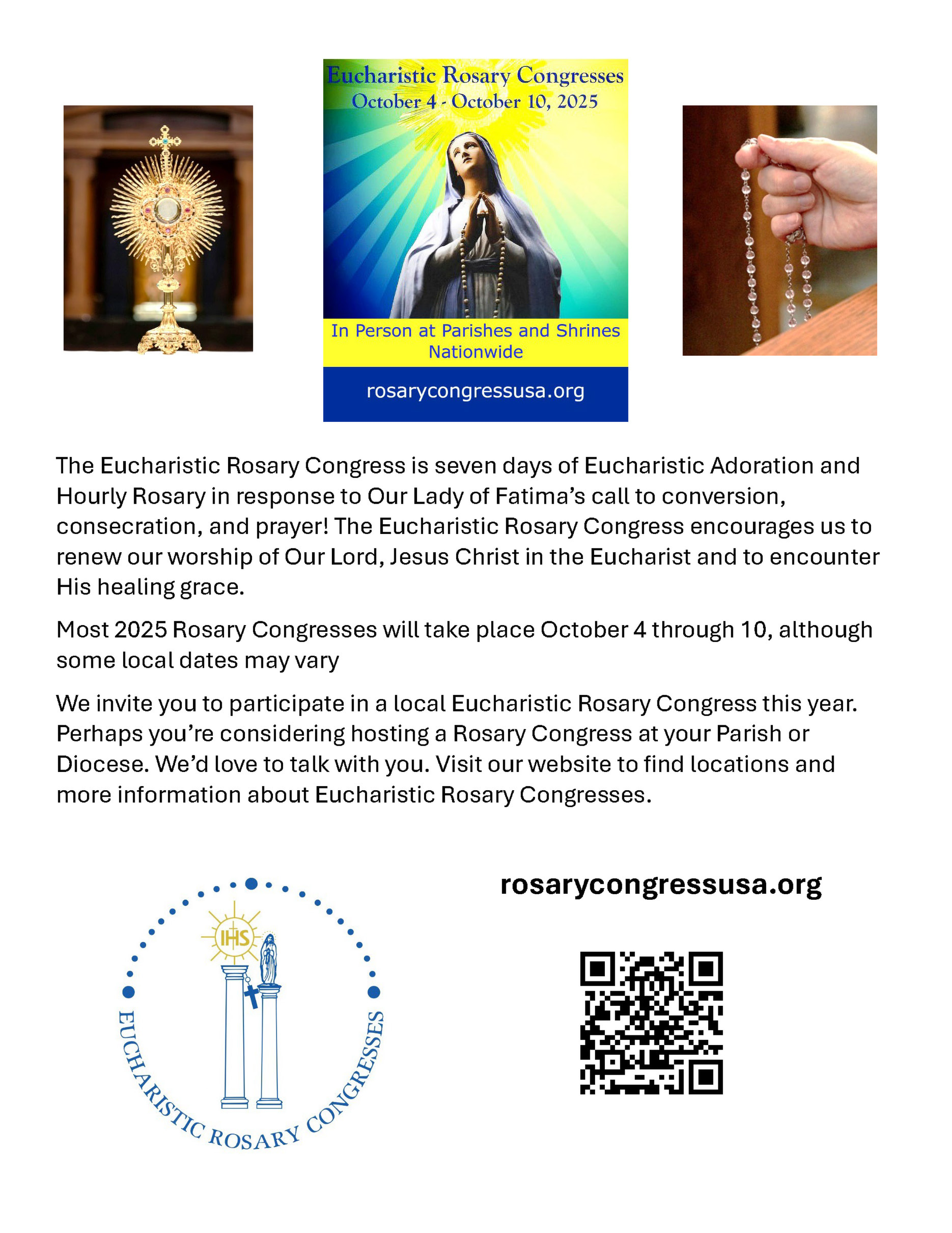 2025 Eucharistic Rosary Congresses Information