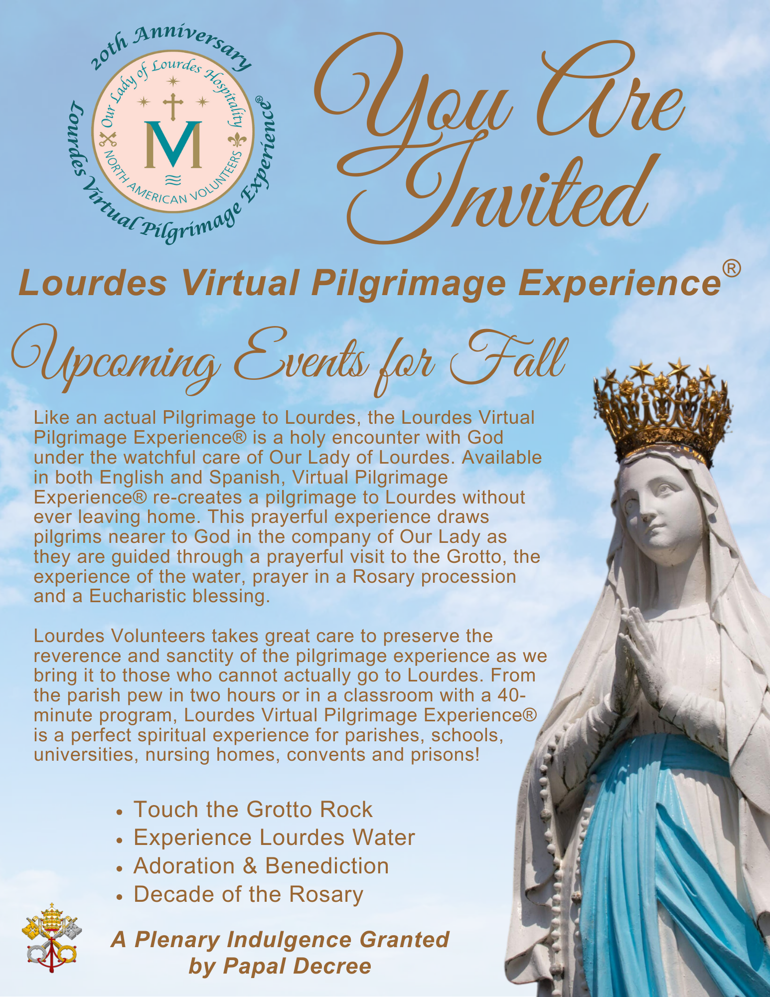 Lourdes Virtual Pilgrimage Experience Schedule