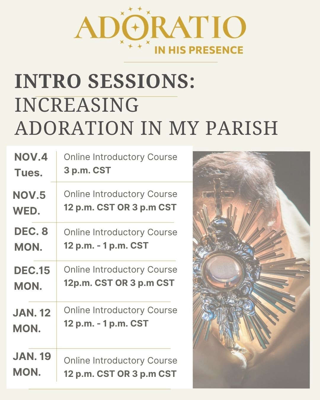 Adoratio Training Sessions